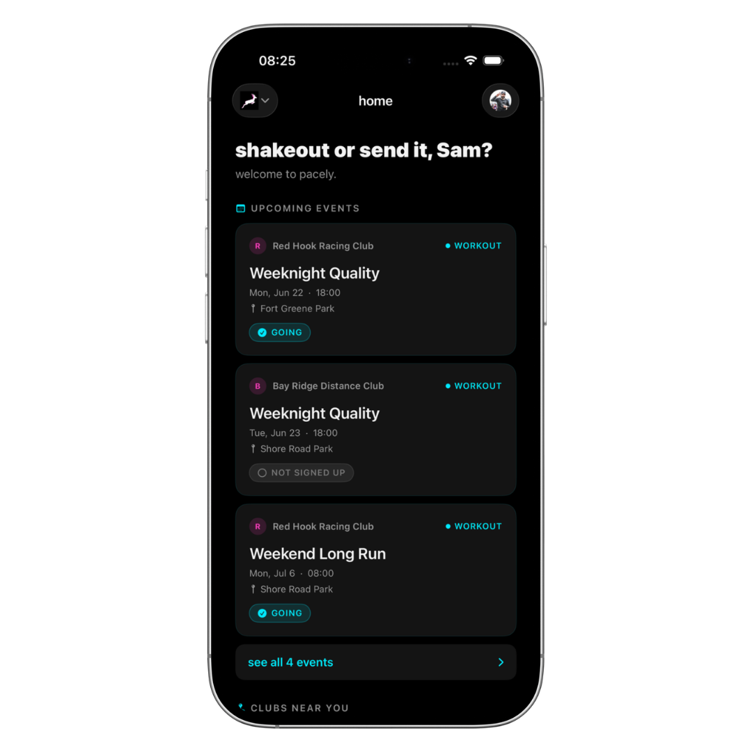 Pacely — your nyc running calendar on iPhone